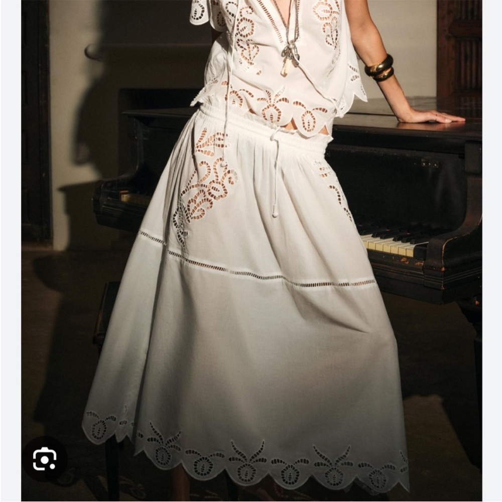 ZARA EMBROIDERED LONG SKIRT